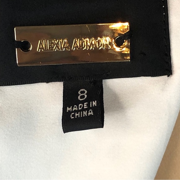 Alexia Admor Cap Sleeve Notched V Neck Zip Back Polka Dot Lined MIDI Dress Sz 8 - Picture 11 of 11